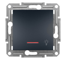 Кнопочный выключатель, "свет", с подсветкой, самозажимной, Аsfora антрацит