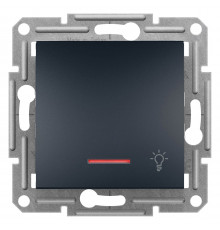 Кнопочный выключатель, "свет", с подсветкой, самозажимной, Аsfora антрацит