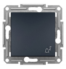 Кнопочный выключатель самозажимной с символом "звонок" Аsfora антрацит