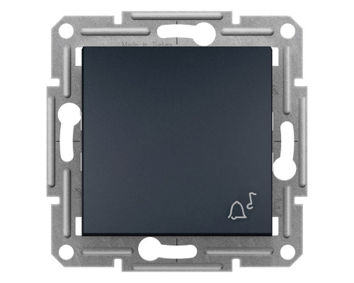 Кнопочный выключатель самозажимной с символом "звонок" Аsfora антрацит