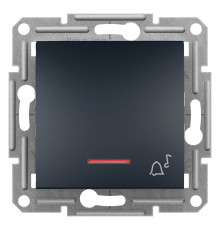 Кнопочный выключатель "звонок" самозажимной с подсветкой Аsfora антрацит