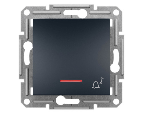 Кнопочный выключатель "звонок" самозажимной с подсветкой Аsfora антрацит