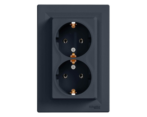 Розетка двойная с заземлением антрацит Аsfora