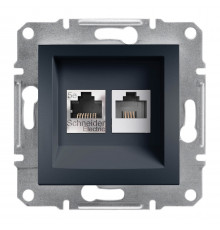 Розетка компьютерная RJ45 кат. 5е и телефонная розетка RJ11 Asfora антрацит