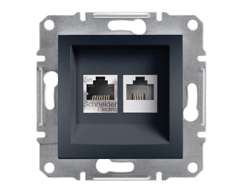 Розетка компьютерная RJ45 кат. 5е и телефонная розетка RJ11 Asfora антрацит