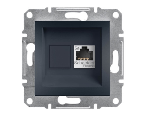 Розетка компьютерная RJ45 STP кат. 5е Asfora антрацит