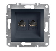 Розетка компьютерная RJ45 UTP кат. 5е двойная Asfora антрацит
