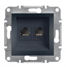 Розетка компьютерная RJ45 UTP кат. 5е двойная Asfora антрацит