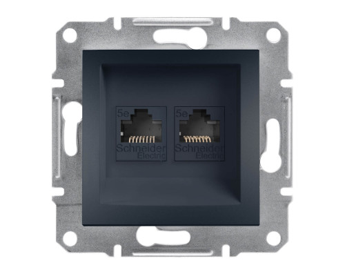 Розетка компьютерная RJ45 UTP кат. 5е двойная Asfora антрацит