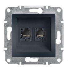 Розетка компьютерная RJ45 UTP кат.6 двойная Asfora антрацит