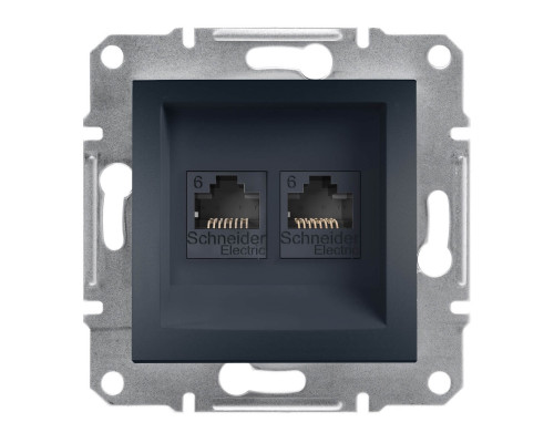 Розетка компьютерная RJ45 UTP кат.6 двойная Asfora антрацит