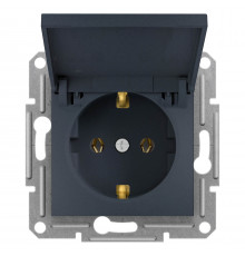 Розетка с крышкой, с заземлением Аsfora антрацит