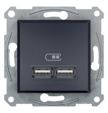 USB розетка 2,1A антрацит Asfora