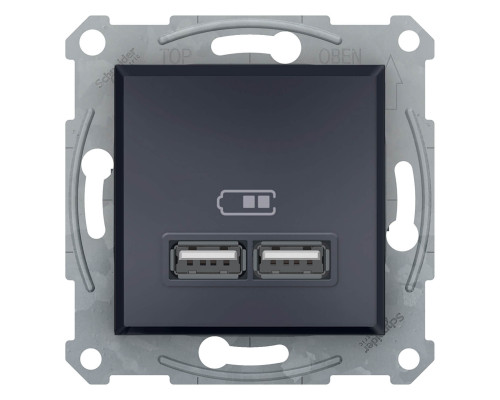 USB розетка 2,1A антрацит Asfora