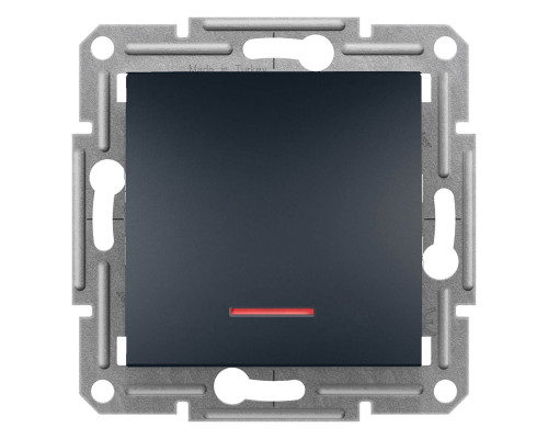 Переключатель одноклавишный самозажимной с подсветкой Аsfora антрацит