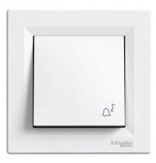 Кнопочный выключатель самозажимной с символом "звонок" белый Аsfora