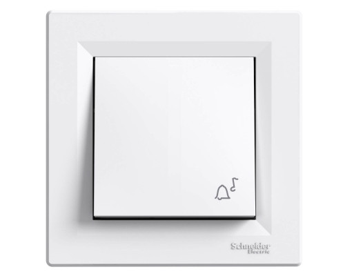 Кнопочный выключатель самозажимной с символом "звонок" белый Аsfora