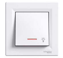 Кнопочный выключатель "свет" самозажимной с подсветкой белый Аsfora