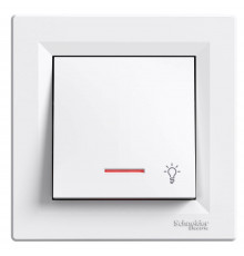 Кнопочный выключатель "свет" самозажимной с подсветкой белый Аsfora