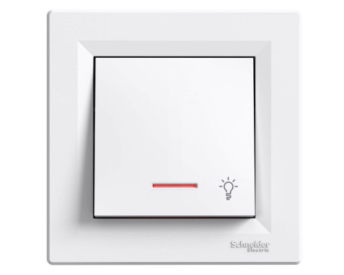 Кнопочный выключатель "свет" самозажимной с подсветкой белый Аsfora