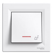 Кнопочный выключатель "звонок" самозажимной с подсветкой белый Аsfora