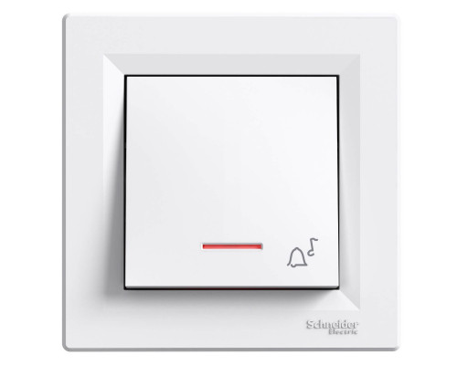 Кнопочный выключатель "звонок" самозажимной с подсветкой белый Аsfora