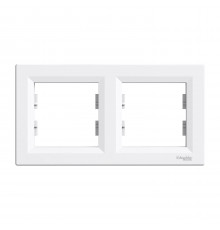 Рамка двухпостовая горизонтальная белая Asfora