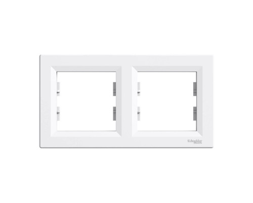 Рамка двухпостовая горизонтальная белая Asfora