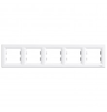 Рамка пятипостовая горизонтальная белая Аsfora