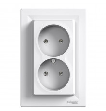 Розетка двойная без заземления белый Аsfora