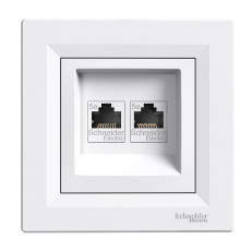 Розетка компьютерная RJ45 UTP кат. 5е двойная белый Asfora