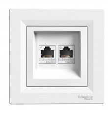 Розетка компьютерная RJ45 UTP кат.6 двойная белый Asfora
