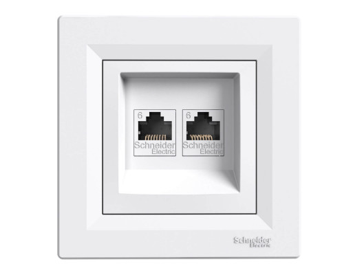 Розетка компьютерная RJ45 UTP кат.6 двойная белый Asfora