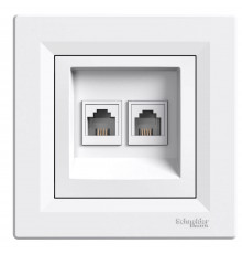Розетка телефонная RJ11, двойная, белый Asfora