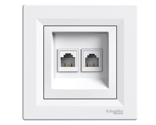 Розетка телефонная RJ11, двойная, белый Asfora