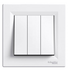 Выключатель трехклавишный белый Аsfora