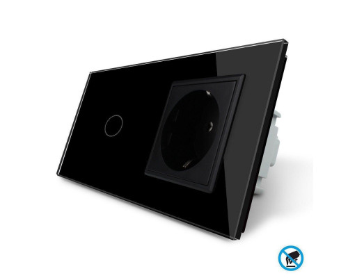 Бесконтактный выключатель 1 сенсор 1 розетка черный стекло Livolo (VL-C701/C7C1EU-PRO-12)