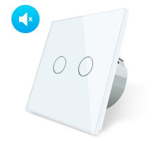 Бесшумный сенсорный выключатель 2 сенсора белый стекло Livolo (VL-C702Q-11)