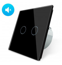 Бесшумный сенсорный выключатель 2 сенсора черный стекло Livolo (VL-C702Q-12)
