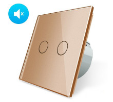 Бесшумный сенсорный выключатель 2 сенсора золото стекло Livolo (VL-C702Q-13)