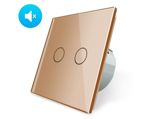 Безшумний сенсорний вимикач 2 сенсора золото скло Livolo (VL-C702Q-13)