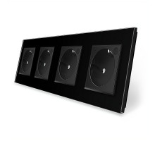 Четырехместная умная розетка ZigBee с заземлением черный Livolo (VL-C7FCTC16AZ-8BP)
