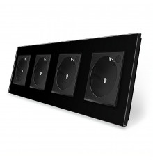 Четырехместная умная розетка ZigBee с заземлением черный Livolo (VL-C7FCTC16AZ-8BP)