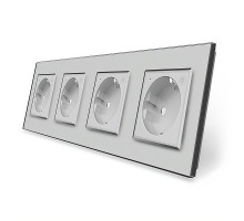 Четырехместная умная розетка ZigBee с заземлением серый Livolo (VL-C7FCTC16AZ-8IP)