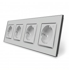 Четырехместная умная розетка ZigBee с заземлением серый Livolo (VL-C7FCTC16AZ-8IP)