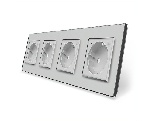 Четырехместная умная розетка ZigBee с заземлением серый Livolo (VL-C7FCTC16AZ-8IP)