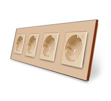 Четырехместная умная розетка ZigBee с заземлением золотой Livolo (VL-C7FCTC16AZ-8AP)