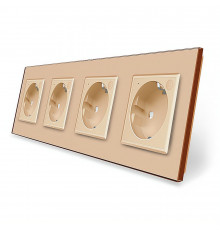 Четырехместная умная розетка ZigBee с заземлением золотой Livolo (VL-C7FCTC16AZ-8AP)