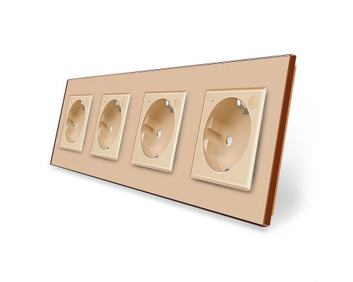 Четырехместная умная розетка ZigBee с заземлением золотой Livolo (VL-C7FCTC16AZ-8AP)
