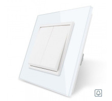 Двухклавишная кнопка Импульсный выключатель белый стекло Livolo (VL-C7K2H-11)